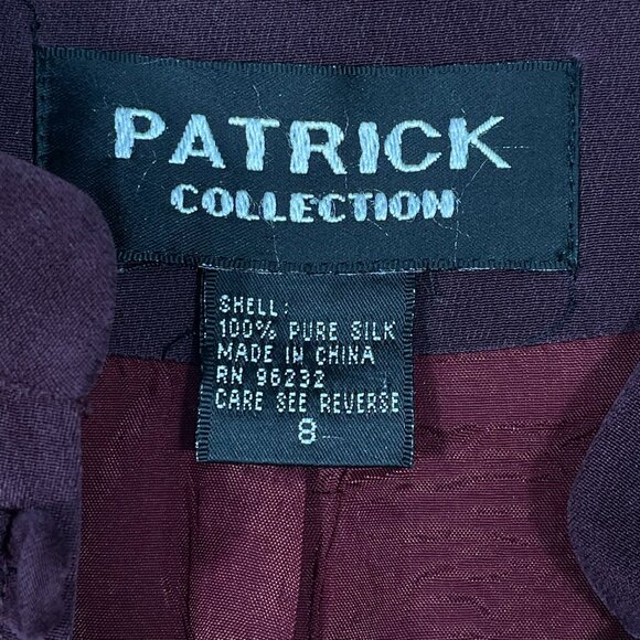 Vintage 100% Silk Jacket Burgundy Mandarin Collar Fully Lined Button Front Sz 8 - Picture 5 of 14